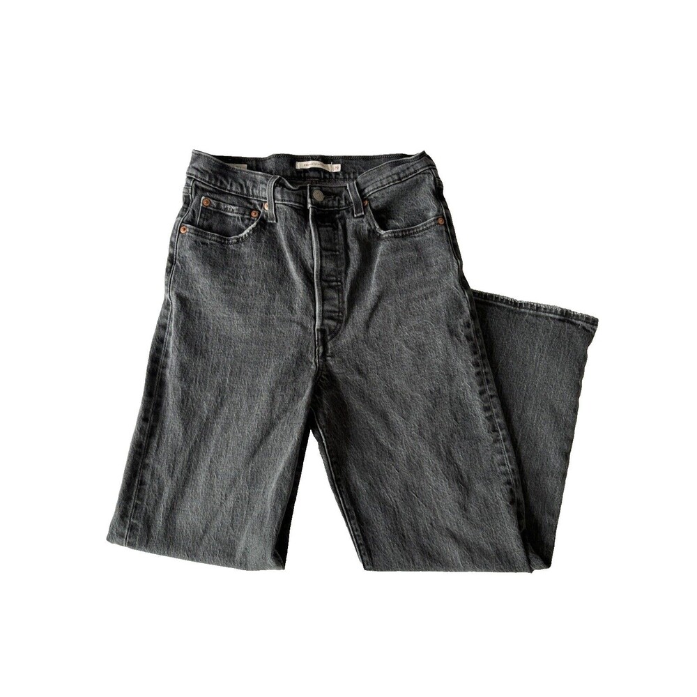 Levis Jeans Womens 29 Black Ribcage Straight Ankle Button Fly High Rise 29x26